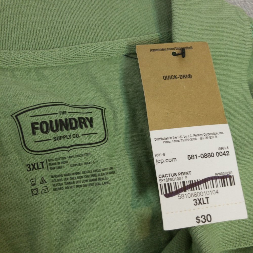 Light Green Cactus Quick-Dri Polo Tee Shirt 3XLT - Picture 6 of 7